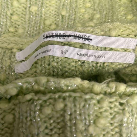 UO Silence + Noise Starlet Off-The-Shoulder Knit Top Lime Green Size Small New - Picture 8 of 10